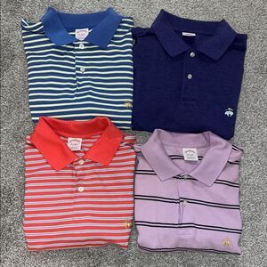 Four (4) Brooks Brother SS Golden Fleece performance Polo Golf Shirt Purple Blue